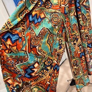 Vibrant Boho Multicolor Patterned Wide Leg Pants with open sides. #Vacation